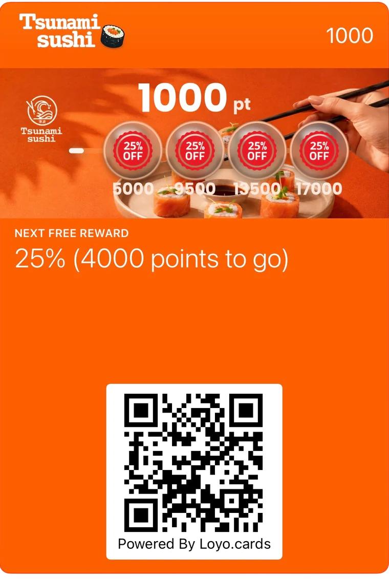 carte Tsunami Sushi بالـ points